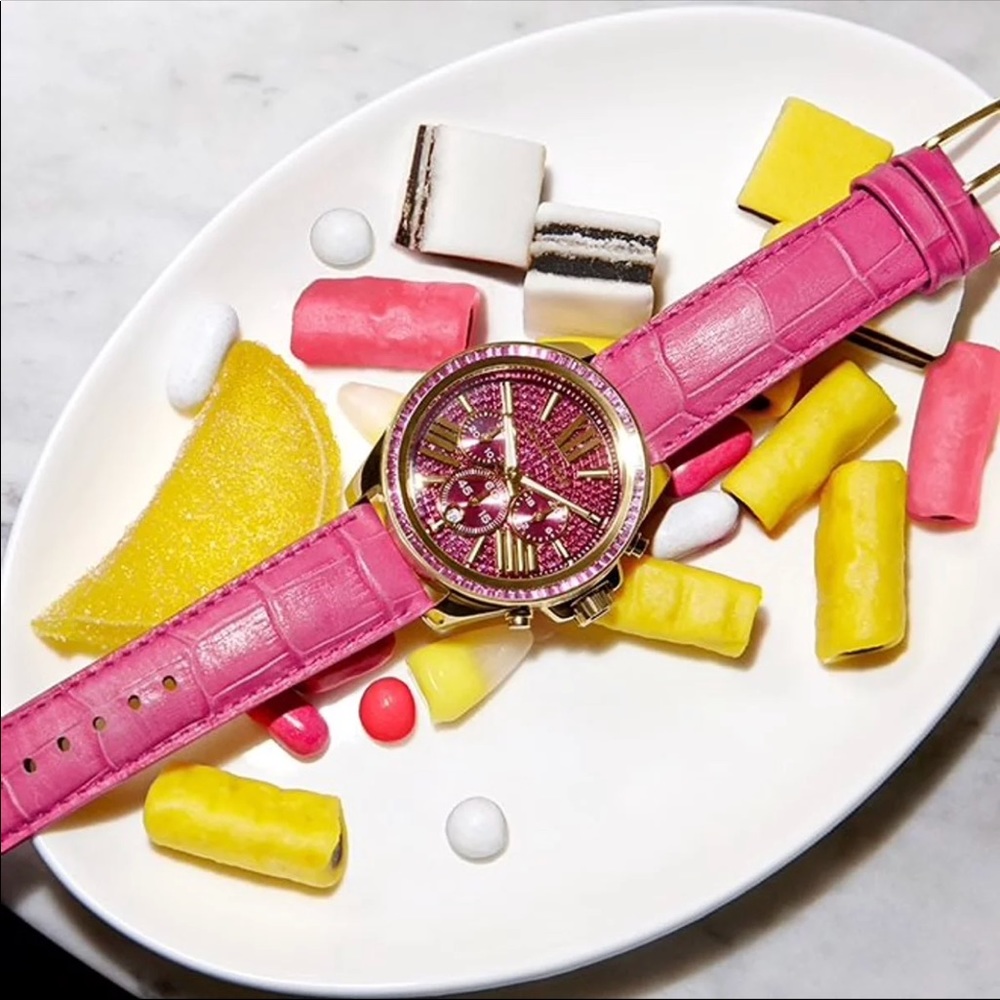 Michael Kors MK2449 Crystal Pink Leather Watch